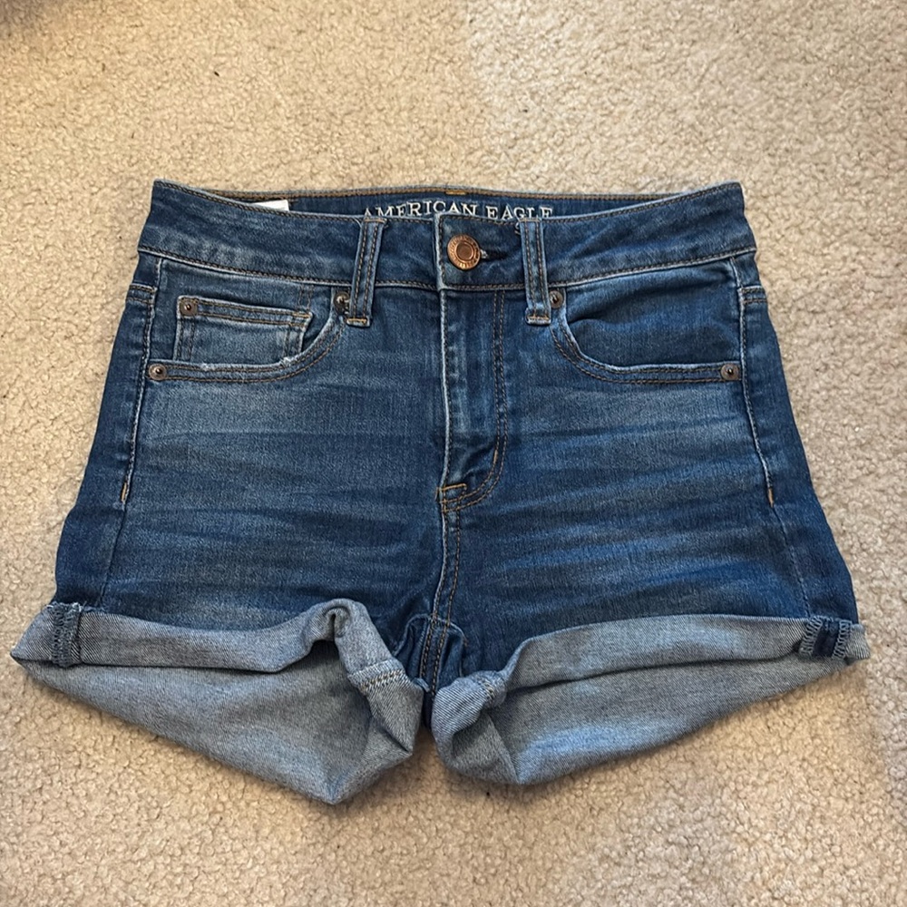 American eagle next level stretch high rise cutoff jean shorts